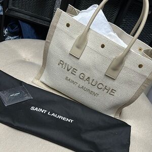 Authentic Saint Laurent Rive Gauche Beige Tote Bag